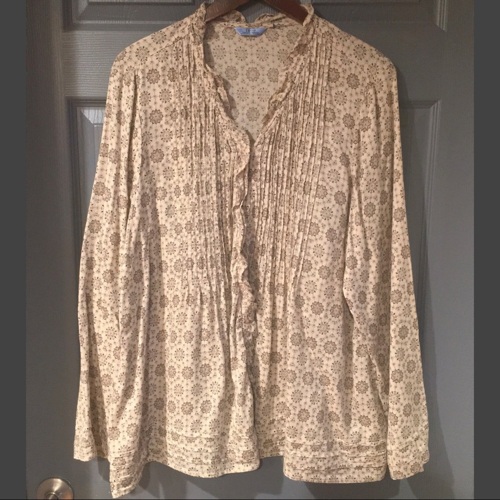 Izod Button Down Ruffle Blouse